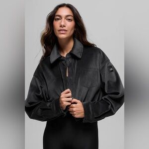 ALO Yoga Black Cropped Corduroy Jacket for Women